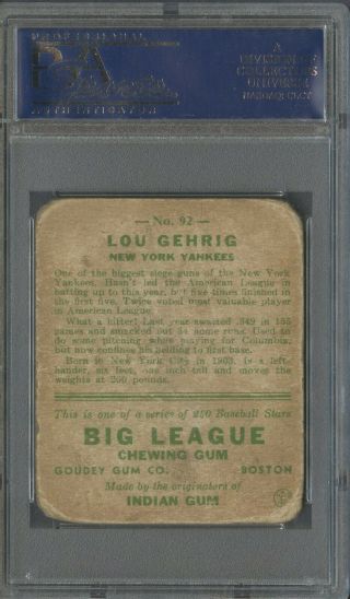 1933 Goudey 92 Lou Gehrig York Yankees HOF PSA 1.  5 