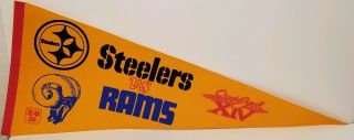 1980 Bowl Xiv Pittsburgh Steelers Vs Los Angeles Rams Full Size Pennant