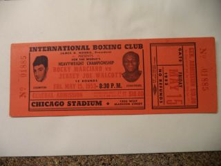 Rocky Marciano Vs.  Jersey Joe Walcott May 15 1953 Boxing Ticket Chicago Stadium
