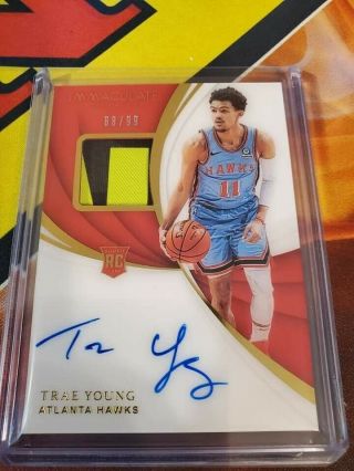 2018 - 19 Panini Immaculate Trae Young Patch Auto Rc Rpa 68/99 (3 Days)