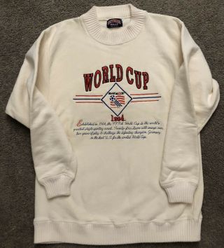 Vintage Soccer World Cup Usa 1994 Off White Sweater Size Large By Nutmeg Mills