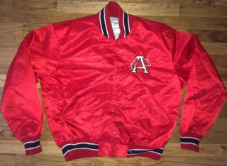 Arkansas Razorbacks Vtg 90s 80s Satin Shiny Red Delong Jacket Coat Jersey L