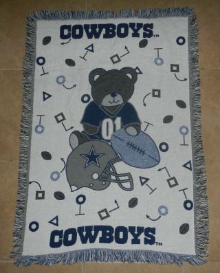 Dallas Cowboys Nfl Football Baby Blanket Woven Throw Afghan Teddy Bear Helmet