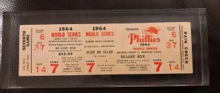 1964 World Series Game 7 Full Ticket Stub Philadelphia Phillies Deluxe Box