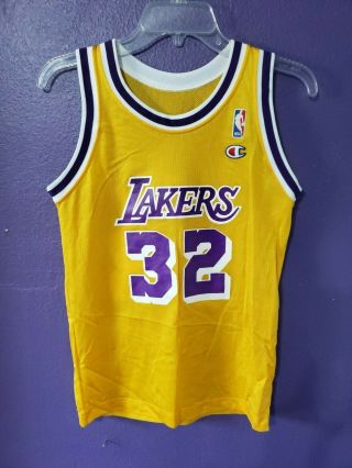 Rare Vintage 90s Los Angeles Lakers Magic Johnson 32 Champion Jersey Youth L