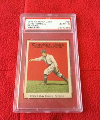 1915 Cracker Jack John Hummell (Hummel) 50 PSA 8 NM - MT.  Great card 3