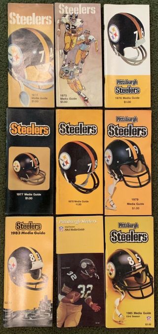 Pittsburgh Steelers Official Media Guides,  1974 - 79,  83 - 85