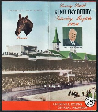 Middleground,  Hill Prince In 1950 Kentucky Derby Horse Racing Program