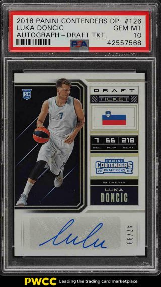 2018 Panini Contenders Draft Ticket Luka Doncic Rookie Rc Auto Psa 10 Gem (pwcc)