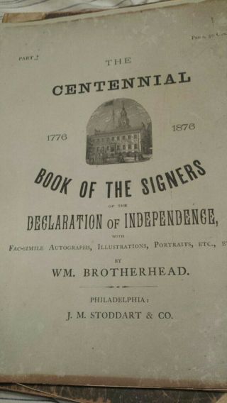 1876 Centennial Book Of Signers Of Declaration Of Independence Partial Group