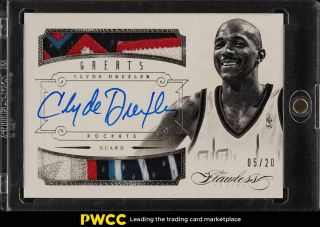 2012 Panini Flawless Greats Dual Clyde Drexler Auto 5 - Clr Patch /20 14 (pwcc)