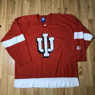 Rare Vtg 90’s Indiana Hoosiers Iu Hockey Starter Jersey Sz Xl Vintage