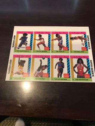 1990 Michael Jordan/jackie Joyner - Kersee Mcdonalds Un - Cut Sheet 16 Trading Cards