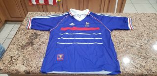 Vintage Fff Adidas France 1998 World Cup Soccer Jersey Football Shirt Sz Medium