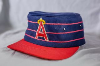 Anaheim Angels Coca - Cola Pillbox Baseball Cap Los Angeles Hat Signed Bobby Grich