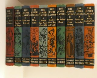 Colliers Junior Classics The Young Folks Shelf Of Books 1958 Hc Vol 1 - 10 Set