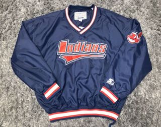 Vintage Starter Cleveland Indians Pullover Jacket Chief Wahoo Logo Men’s Large