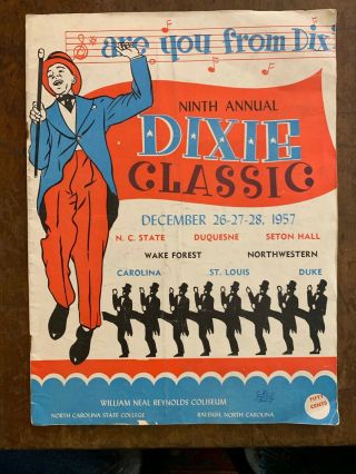 1957 Dixie Classic Basketball Program/n.  Car/duke/ncst/wforest/stl/s.  Hall/nrw’trn