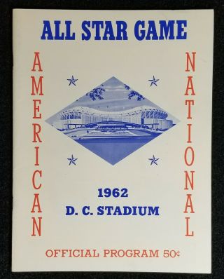 1962 All Star Game Vtg Program Washington D.  C Mantle Maris Exmt - Nm