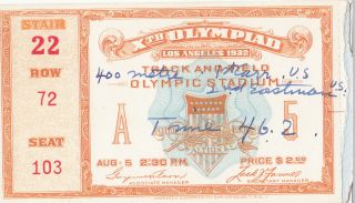 A0010 - 1932 Los Angels Olympic Games Track And Field Ticket -