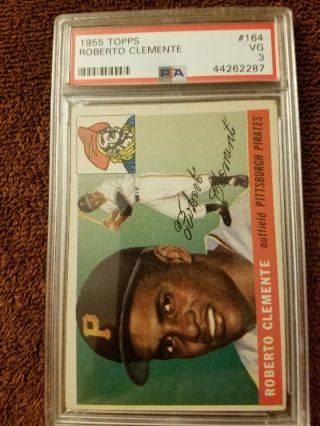 1955 Topps 164 Roberto Clemente HOF RC,  PSA 3 - Hall of Fame Rookie 2