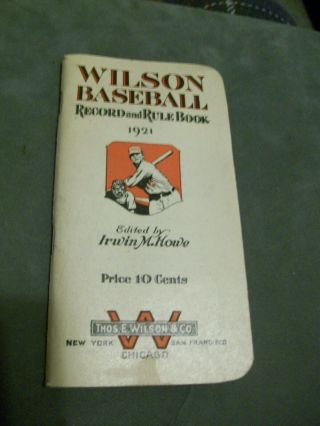 1921 Wilson Baseball Pocket Record And Rule Book 80 Pg