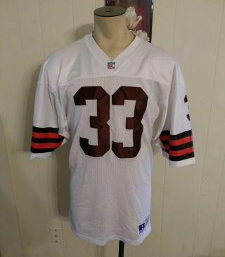 Vtg Cleveland Browns Russell Athletics 33 Sewn Football Jersey Size (44) White