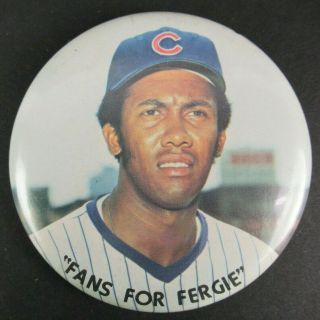 Vintage " Fans For Fergie " Ferguson Jenkins Chicago Cub Pinback Button 3.  5 " Dia.