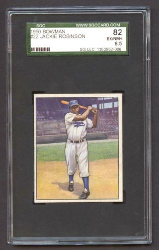 1950 Bowman 22 Jackie Robinson Sgc 6.  5 Ex/nm,  Dodgers