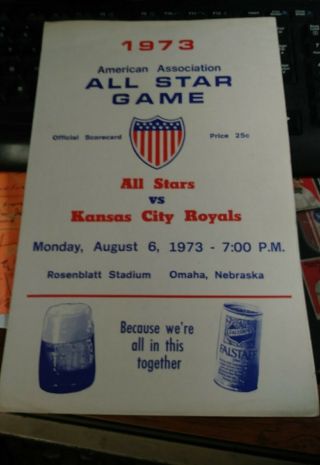 1973 Aa All Stars Vs Kansas City Royals Scorecard George Brett Last Game Minors
