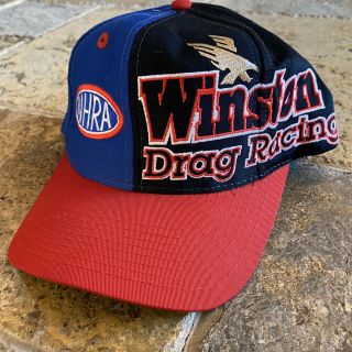 Vintage Nhra Winston Drag Racing Red White Blue Snapback Hat
