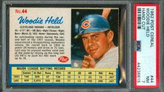 1962 Post Cereal Woodie Held 44 Indians Psa 7 (nearmint)