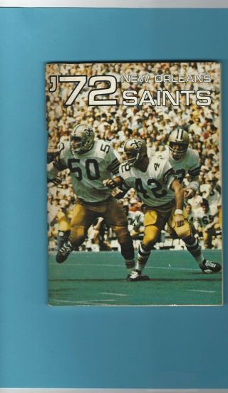 1972 Orleans Saints Nfl Media Guide Manning,  Kupp,  Pamplin On Cover