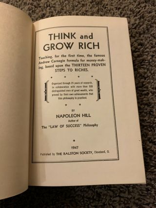 Think & Grow Rich by Napoleon Hill Published 1947 Classic Motivation Business 2