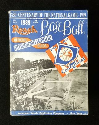1939 Baseball Centennial Reach American League Guide 1839 Centenary Vg - Vgex