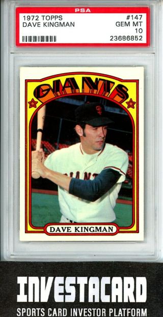 1972 Topps 147 Dave Kingman Rc Rookie Vintage Baseball Card Psa 10 Gem Mt