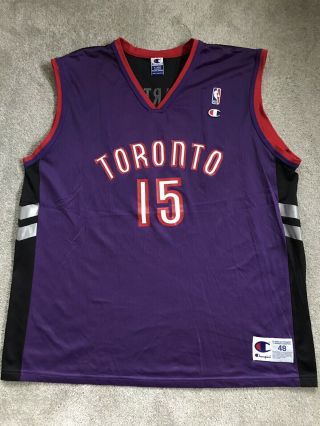 Vtg Champion Toronto Raptors Vince Carter 15 Jersey Size 48 Xl Purple