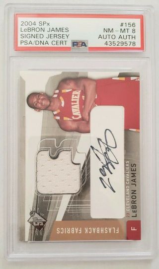 2004 Upper Deck Spx Signed Jersey Patch Auto Lebron James Psa 8 Extremely Rare
