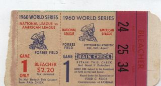 1960 World Series Game 1 Ticket Stub Pittsburgh Pirates Forbes Read 34