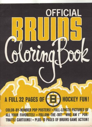 Xxrare 1972/73 Boston Bruins Coloring Book - Bobby Orr,  Buyck,  Nrmt,