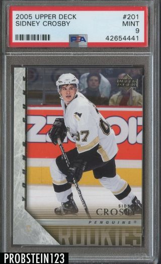 2005 - 06 Upper Deck Young Guns 201 Sidney Crosby Penguins Rc Rookie Psa 9