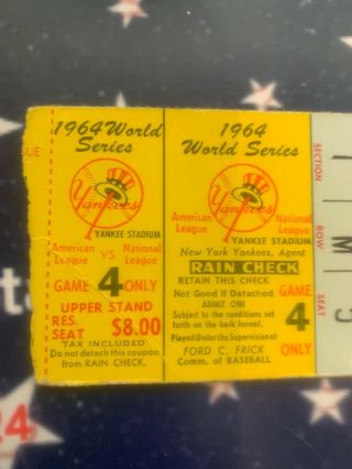 1964 World Series Game 4 Ticket Stub Yanks vs Cards Ken Boyer HR GD Mantle 2