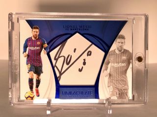 2018 - 19 Lionel Messi Immaculate Soccer Swatch Auto Barcelona 10/15 Jersey 1/1