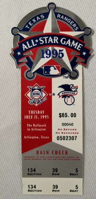 1995 Mlb Baseball All Star Game Full Ticket At The Ballpark In Arlington
