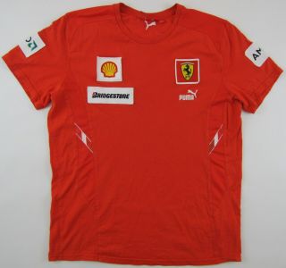 Ferrari Puma F1 Formula 1 Racing Team Cotton Red T - Shirt Shirt Crew Neck M