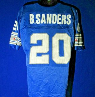 Champion Barry Sanders NFL Detroit Lions Football Jersey Size 44 Blue 2