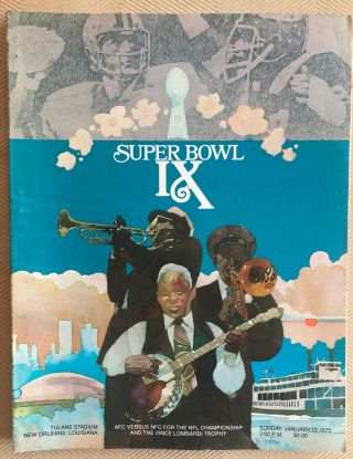Bowl 9 Ix 1975 Official Game Program,  Steelers - Vikings Steelers 1st Win