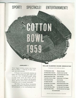 1959 Cotton Bowl Classic Football Program TCU vs Air Force GOOD, 2