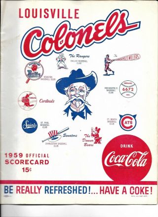 1959 Louisville Colonels - Ft.  Worth Cats Program Colonels Aa Champs