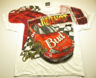 Budweiser Dale Earnhardt Jr.  8 " Red Hot " Allover Graphic T - Shirt Adult Size L